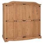 Corona Wardrobe 4 Door Arch Top Mexican Solid Wooden Pine by Mercers Furniture®