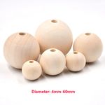 Dia 4mm To 60mm Natural Wooden Craft Balls Wood Beads Sphere With Hole