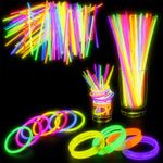 8" Premium Glow Sticks with Connectors to Make Glow Necklaces Neon Bracelets