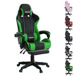 Gaming Chair w/ Footrest Office Computer Massage Ergonomic Chair & RGB LED Light