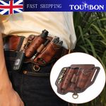 TOURBON Multi-Purpose Leather EDC Organizer Tool Belt Pouch Flashlight Holder