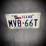 Texas License Plate - The Lone Star State - MVB 66T - USA - Vintage