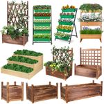 Mothproof Wooden Raised Garden Bed Large Elevated Planter Flower Bed Growing Box