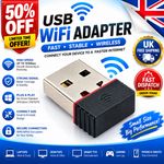 DUAL BAND WIFI DONGLE 2.4GHZ WIRELESS USB ADAPTER 600MBPS PC LAPTOP CD UK