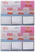 2 x Sewing Box 3 Assorted White Sewing Elastic 4M x 5MM 8MM 12MM Clothing Furnit