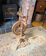 Vintage Wooden Spinning Wheel Traditional Country Folk Art Decorative Piece