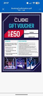 THE CUBE Experience Day Gift Voucher £50 Value  Expires 5/ 11/ 26