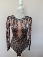 Dance rhythmic gymnastics leotard Swarovski crystals Size S UK 8 EUR 36