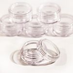 50 x 10ml screw top craft pots for glitter, lip balm CLEAR LIDS jfc-50
