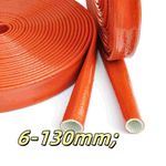 Silicone Coated Fibreglass Fire Sleeving Protective Heat Shield Sleeve In RED