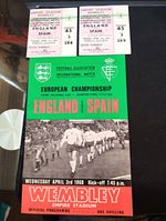 England v Spain 1968 Wembley Programme + 2 Tickets European Championship QF