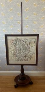 Robert Morden Lincolnshire Map, 1722, framed, glass cover, georgian stick stand