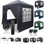 2x2M Marquee Gazebo Tent Garden Party Waterproof Canopy Shelter Windbar W/Sides