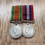 FULL SIZE ORIGINAL COURT MOUNTED SET OF 2 WW2 MEDALS DEFENCE WAR MEDAL SC Walter