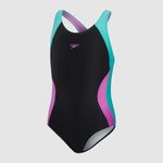 Speedo Girls Black Swimsuit / Spiritback Swimsuit / Black Blue / RRP £16