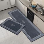 Kitchen Rug 2 Piece,Non Slip Washable Kitchen Mats and Rugs Runner Set,Water-Abs