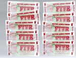 (V2077)  LOT 10 X British Armed Forces Military 5p Banknotes Special Voucher UNC