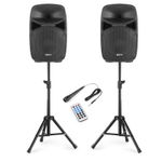 Vonyx VPS102A 10" DJ Speaker System with Stands & Wired Microphone - Great Sound