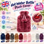 Hot Water Bottle Cover Fleece Luxury Soft Fluffy 2L Large Rubber Faux Fur
