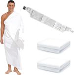 2 Piece Ihram White Towel Adult Cotton Blend + Belt Hajj Umrah Ehram Ahram