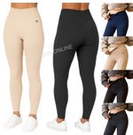 Ladies Womens Ribbed Leggings FLEECE LINING High Waist Winter Warm Quality NEW