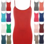 LADIES VEST TOPS PLUS SIZE STRAPPY TANK TOP WOMANS STRETCHY CAMI BODYCON JERSEY