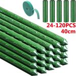 24-120pcs Plant Support Stake Plastic Coated Metal Long Tomato Garden Cane Stick
