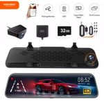 WOLFBOX Mirror Dash Camera 12" 4K Rear View Mirror Dashcam 5G Wifi & GPS For Car