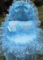 BLUE FRILLY BLING LACEY BABY MOSES BASKET COVERS  BOY - ROMANY💙💙