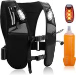 Running Vest with LED Lights & 500ml Water Bottle - Adjustable Hydration Vest