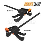 6/12" Strong Ratchet Clamp Quick Grip Bar Release Clips Woodworking Clamps