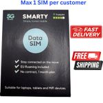 1 x  Smarty Sim Card DATA ONLY SIM Smart phone WIFI ROUTER HOTSPOT Campervan