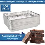 100 Pack Aluminium Foil Trays Disposable Baking Tray Foil Cookie Sheet 30x20x3cm