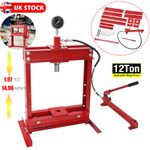 Hydraulic Shop Press w/ Press Plate 12Ton Benchtop Mount Pressure Gauge Workshop