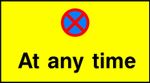 No stopping (Clearway) at any time Road safety sign