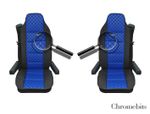 2X Blue Leatherette & Fabric Seat Covers For DAF XD XF XG XG+ Truck 2021+