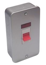 Metal Clad 45 Amp DP Cooker Switch With Neon 2 Gang Industrial Workshop Garage