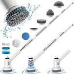 【IPX7+Long Extendable Handle】Ajex Electric Spin Scrubber,Cordless S, White