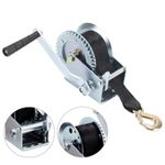1000lbs Manual Hand Winch with Hook Boat Trailer Caravan Webbing Marine Puller