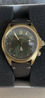 Seiko Prospex Alpinist Automatic Green Dial 39mm Gold Steel Brown Leather