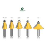 11.25° 15° 22.5° 30° 45° Chamfer & Bevel Edging Router Bit Cutter 1/2 12mm Shank