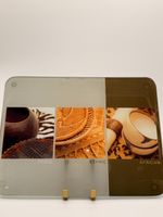 Vintage Tempered Glass Cutting Board: African Tribal Ethnic Kitchen Decor