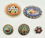 Lot Of 5 Vintage & Antique Micro Mosaic Pins Brooches Intricate Details Italy