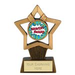 Mini Star Plus Bravery Gold Star Award Trophy 10cm FREE engraving 