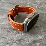 Premium Leather Thick Dark Orange Watch Strap Band For Apple Watch Ultra 2 49mm