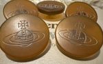 5 Large Vivienne Westwood buttons orb Amber Resin 25mm Vtg Buttons White Orb