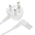 5m Power Cord UK Plug to Right Angle Figure 8 Lead Cable C7 5m WHITE [008097]
