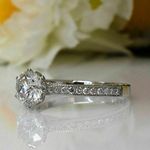 Dainty Engagement Ring 1.75Ct Round Cut Moissanite White Gold Finish in Size 5.5