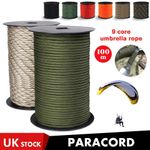 100M Paracord 4mm 9 Strand Camping Rope Mil-Spec Parachute Cord Lanyard Survival