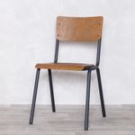 BLACK STACKING CAFE CHAIR BLACK FRAME WOODEN SEAT RESTAURANT DINING SEATING